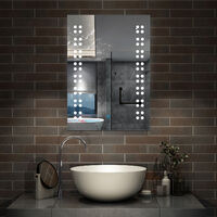 Illuminated LED Bathroom Mirror Mains Power Touch Switch Vertical 390x500mm