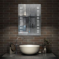 Illuminated LED Bathroom Mirror Demister Mains Power Touch Switch Vertical 500x700mm