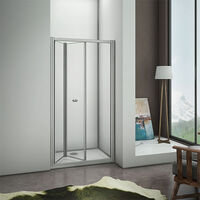 760x1850 Eletro off white( not pure white/ not chrome) frame Bifold Door Shower Enclosure Clear Glass Folding Door Cubicle