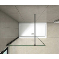 800x2000mm Wet Room Shower screen panel 8mm NANO glass 1850mm Height with black profile 90cm holder