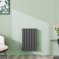 AICA 600x408mm Anthracite Horizontal Designer Radiator Double Flat Panel Heating UK