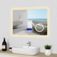 Bathroom Mirror LED Illuminated Lights with Bluetooth Speaker Clock Demister Pad