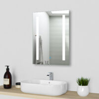 Bathroom Wall Mirror with LED Lights Touch Sensor Switch Vertical - 500x700 Single Touch + LED + Demister