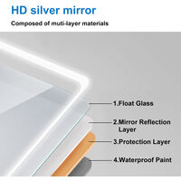1200x700 LED Bathroom Mirror with Demister Pad Single Touch Sensor Wall Mounted IP44 Large