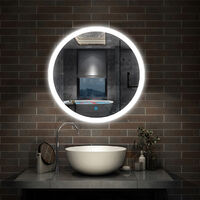 600x600 Round Bathroom Mirror with LED Lights,Demister Pad,Touch Sensor,Cool White Light,Wall Mounted,IP44-3cm