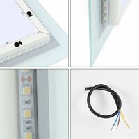 1200x700mm Large Bathroom Mirrors with LED Lights Illuminated Backlit Wall Mount Light Up Mirror Dimmable Switch Horizontal/Vertical Heated Pad Demister