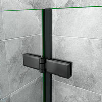 AICA 900x1400mm Matt Black Aluminum Hinge 2 Folding Bath Shower Screen Door Panel