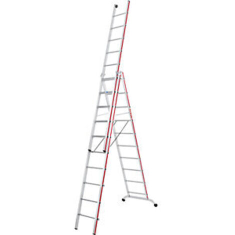 Échelle PRO En Aluminium 3 éléments 3x6 échelons 150 Kg