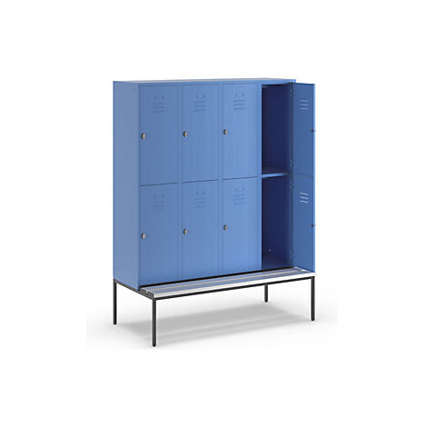 Taquilla de dos pisos Berlin 2 con banco 4 secciones azul (1/3)
