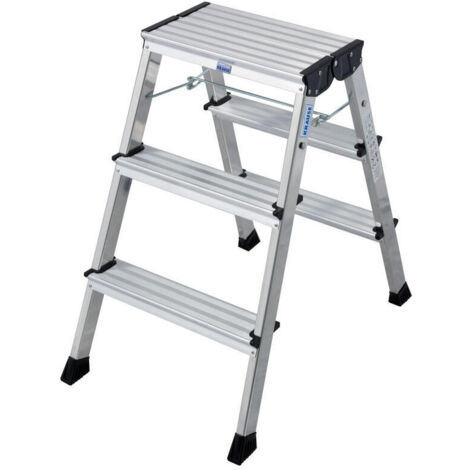 Escalerilla plegable de aluminio con ruedas 2 x 3 peldaños (1/3)
