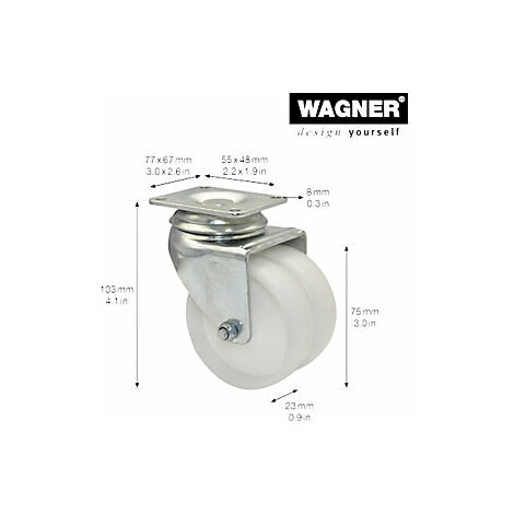 Ruedas de maniobra dobles para aparatos ECO  Ø ruedas 75 mm  UE
