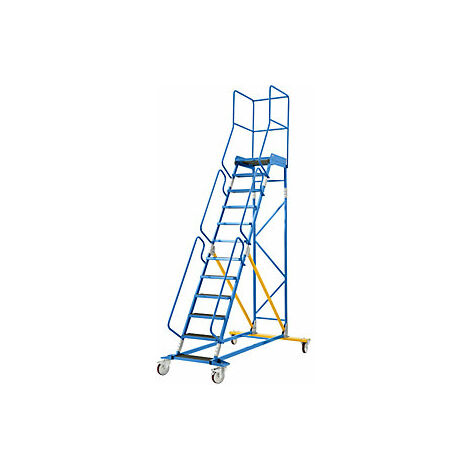 Escalera rodante con tarima  pieza insertada en los peldaños 
