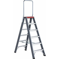 Escalera de tijera de peldaños planos de aluminio ascenso por