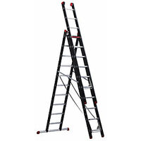 Escalera multiusos revestida de aluminio de 3 tramos en