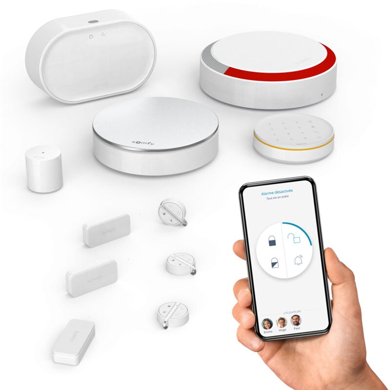 SOMFY 1875255 - Home Alarm Advanced Plus - Alarme maison sans fil connectée avec sirène extérieure et clavier - Module GSM - Compatible avec Amazon Alexa, l'Assistant Google et TaHoma (switch)