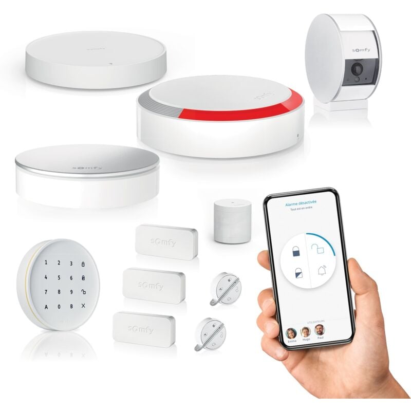 SOMFY 1875350 - Home Alarm Essential - Pack vidéo - Alarme Maison sans Fil Connecté Wifi - Caméra de surveillance intérieure