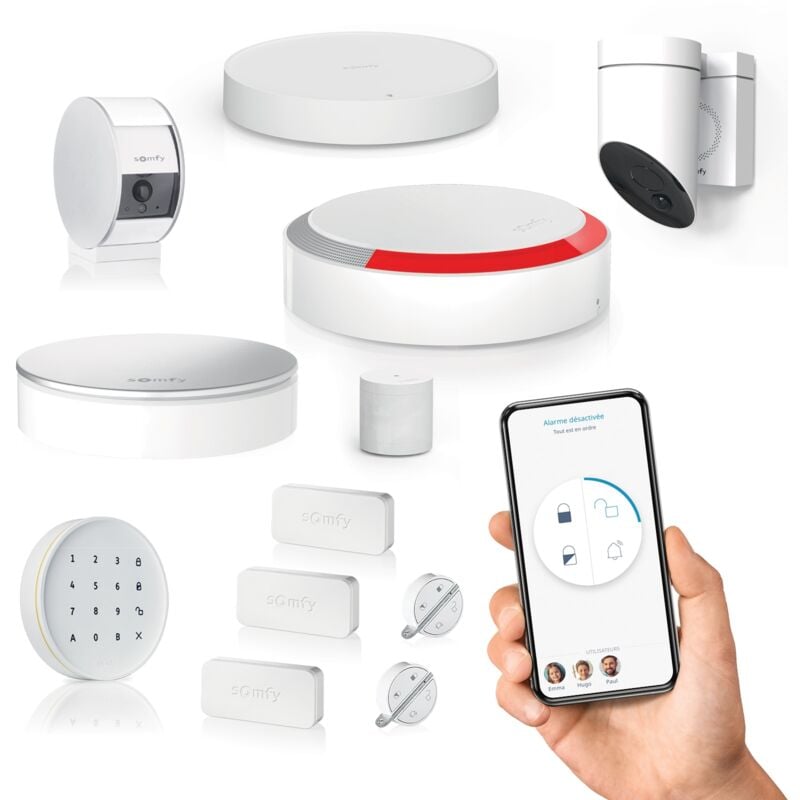 SOMFY 1875351 - Home Alarm Essential - Pack video plus  - Alarme Maison sans Fil Connecté Wifi - Caméras de surveillance extérieure et intérieure