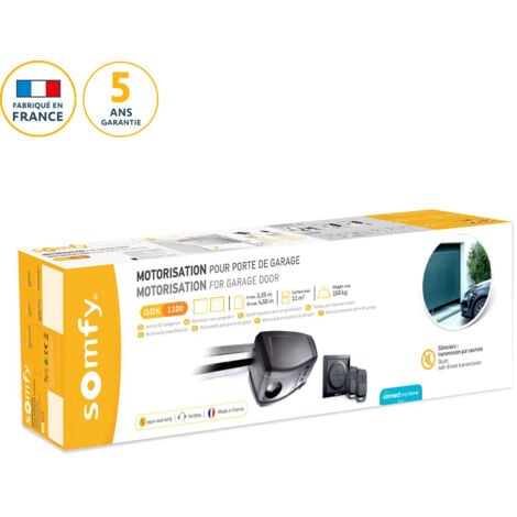 SOMFY 1241606 - Motorisation pour porte de garage GDK 1100 - Hauteur Max. 2.35 m - Largeur Max. 4.5 m - Livré avec 1 commande murale et 2 télécommandes Keypop - Compatible app TaHoma