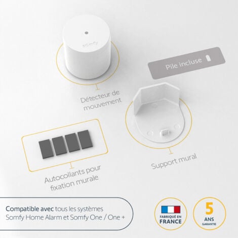SOMFY 2401490 - Détecteur de mouvement intérieur - Compatible animaux - Compatible Somfy Home Alarm (Advanced), Somfy One (+)