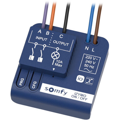 SOMFY 1822649 - Micro-récepteur d'éclairage ON/OFF IZYMO - Technologie io-homecontrol