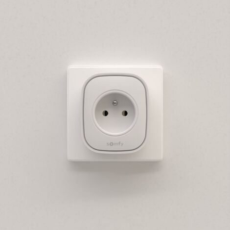 SOMFY 1871215 - Prise intérieure connectée Zigbee ON/OFF type E - Capteur de consommation électrique - Améliore la portée radio - Routeur pour appareils Zigbee - Compatible TaHoma switch