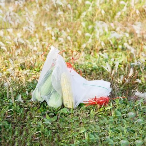 Lot de 100 Sacs en Filet Anti-Insectes,Filet de Jardin Protection en Nylon,Sac Protection Fruits et Plantes Réutilisables,Sachet pour Raisin Anti-Oiseaux avec Cordon de Serrage (15 x 10cm (100pcs))