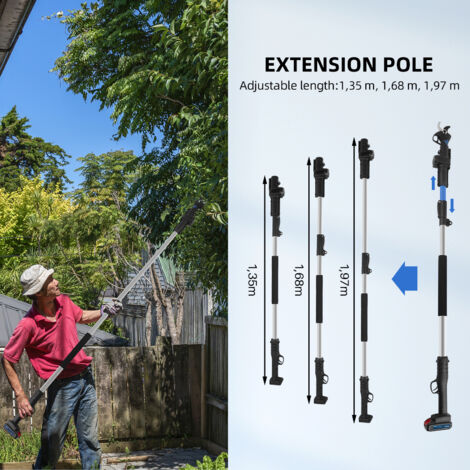 Sécateur à Perche Télescopique 0,6 M - Pour Cueillir Fruits Et Couper Branches - Lame Coupante 1/2 Pouce - Jardin