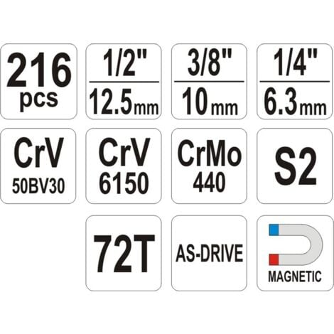 YATO YT-38841 1/4", 3/8", 1/2" Steckschlüsselsatz
