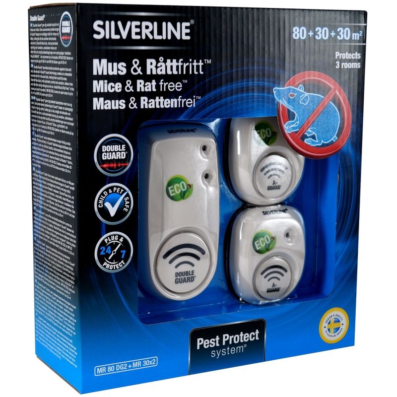 Silverline Maus- & Rattenfrei 80+30+30 m² - Abwehrsystem gegen Mäuse und  Ratten