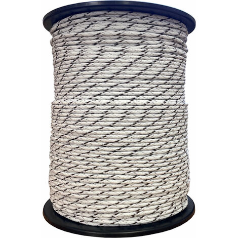 Weidezaunseil Premium - weiß/braun - 500 m, 11 Leiter