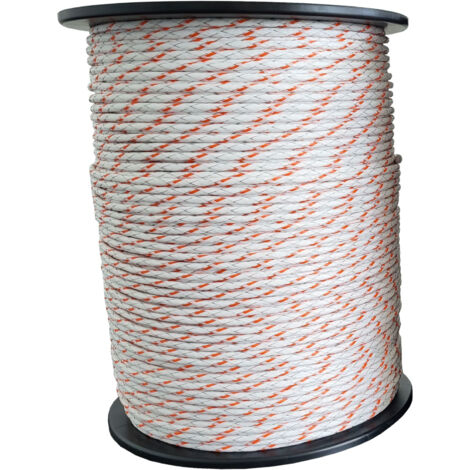 Weidezaunseil Premium - weiß/orange - 200 m, 11 Leiter
