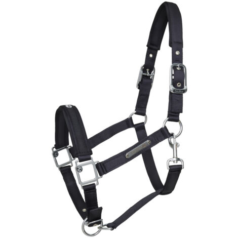 Kieffer Nylonhalfter unterlegt - Stallhalfter Satin Shine, Schwarz - Warmblut