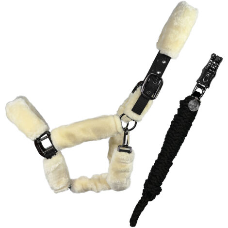 Equest Licol Confort pour chevaux avec corde de plomb, noir, M - Cob/Pur-sang (1/2)