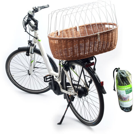 Aumüller Fahrrad-Tierkorb mit Halter, L: 68 cm + Schutzhaube - Gepäckträgermontage