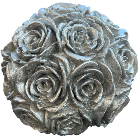 Beton Rosenkugel mit silberner Patina - eine ganz besondere Dekoration (1/5)