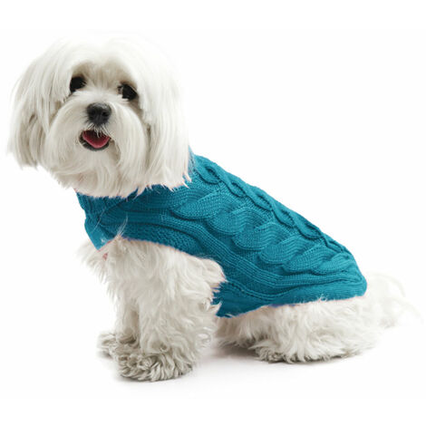 Fashion Dog Hunde-Strickpullover mit Zopfmuster - Petrol - 60 cm