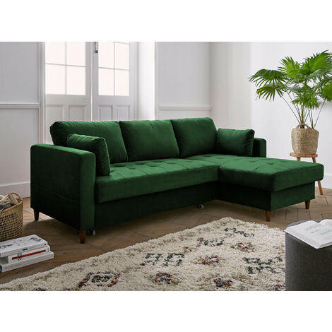 Anna – ecksofa mit schlaffunktion – mit bettkasten – 4-sitzer – moderner stil – rechts - grün