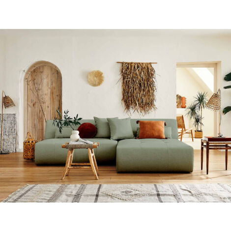 Onyx – modulare 4-sitzer wohnlandschaft ecksofa beidseitig montierbar – aus stoff - salbeigrün (1/5)