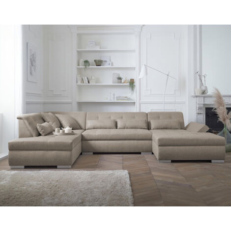 Vermont – wohnlandschaft 7-sitzer ecksofa in u-form – xxl – links - beige