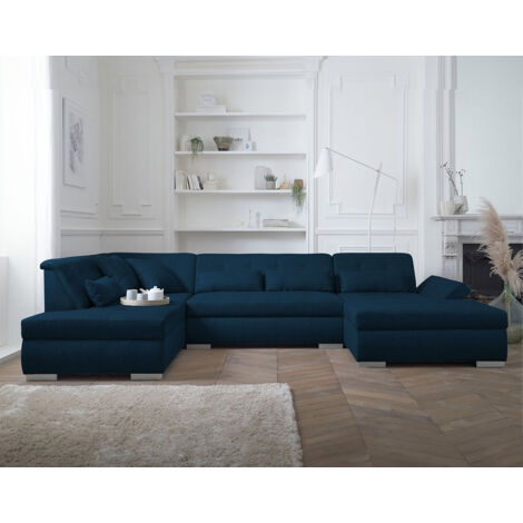 Vermont – wohnlandschaft 7-sitzer ecksofa in u-form – xxl – links - petrolblau (1/5)