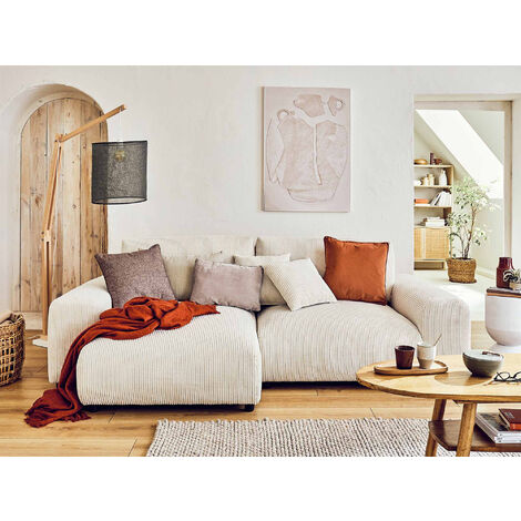 Garance – ecksofa beidseitig montierbar - 4-sitzer – aus cord - beige