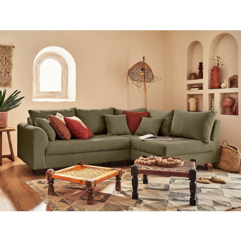 Rune – ecksofa rechts – 4-sitzer – aus cord - grün