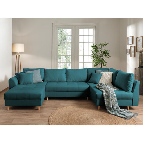 Rune – wohnlandschaft – mit hocker – 7-sitzer – skandinavischer stil – rechts - entenblau