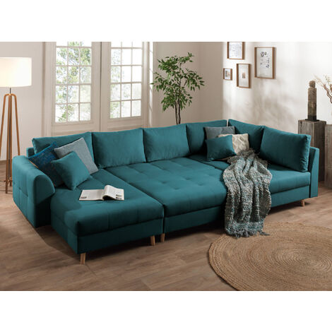 Rune – wohnlandschaft – mit hocker – 7-sitzer – skandinavischer stil – rechts - entenblau