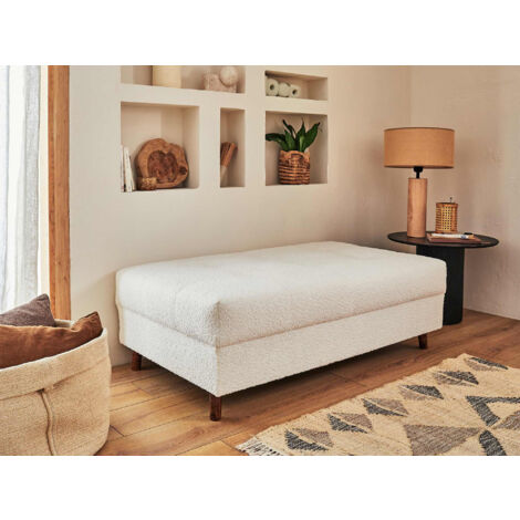 Rune – modularer hocker – aus bouclé-stoff - weiß