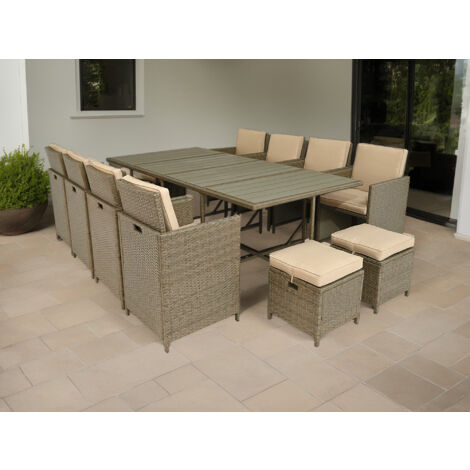 Sunny garten essgruppe 12 personen aus geflochtenem polyrattan