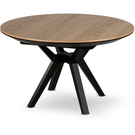 Pampa - runder ausziehbarer esstisch - holz und schwarz - 130 cm - schwarz / holz