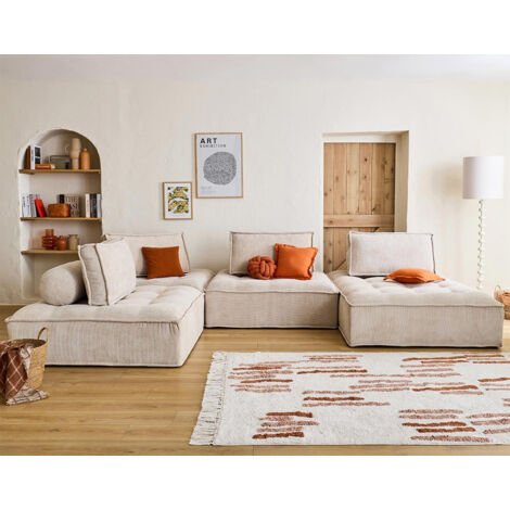 Marisol - wohnlandschaft modular 7-sitzer - texturierter samt - beige (1/5)