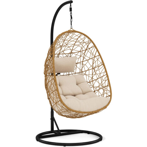 Leila - hängesessel 1-sitzer - rattanoptik- farbe natur - beige (1/5)
