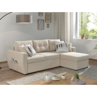Astoria - beidseitig montierbar - schlaffunktion und bettkasten - zeitgenössischer stil- 4 sitze - beige